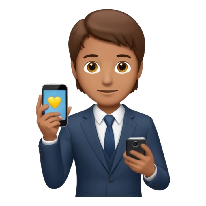 Mach mir einen Trader an der Wallstreet mit anzug und braunen haaren mit einenm handy in der han sticker