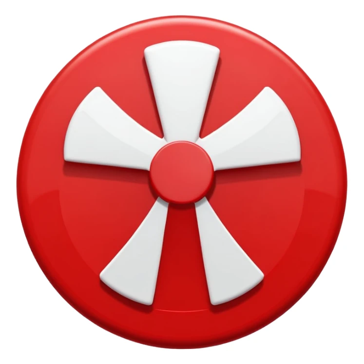 Red circular cross icon, white X(wrong) symbol in center, glossy 3D button style, smooth surface, soft shadow, minimal design, centered composition, high resolution sticker