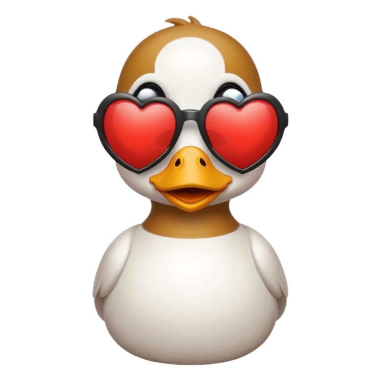 Make a frame emoji and inside it is a duck wearing red heart sunnies and the background is sky or anything blue sticker