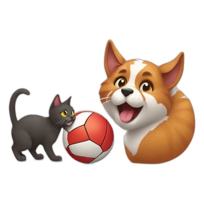 the cat is playing ball with the dog sticker
