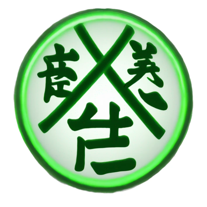 This Chinese text 影 written as it is in the middle with a green glow outline sticker