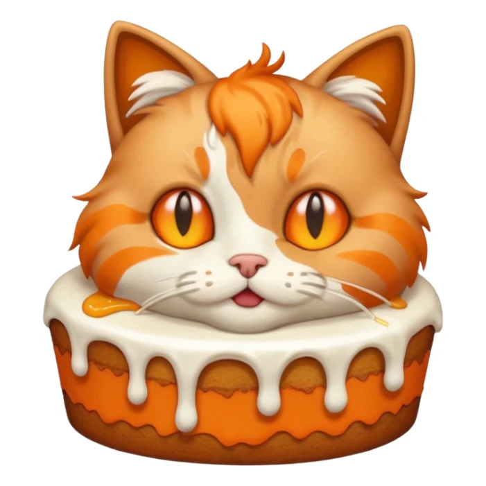 Cat vomiting because of eating cake sticker