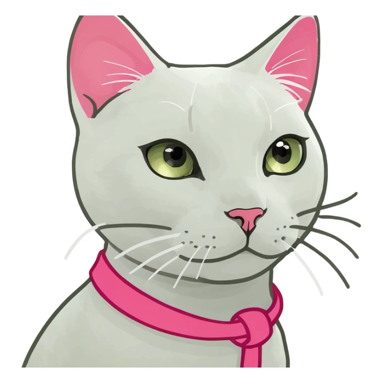 White cat with pink hair tie on the head  sticker