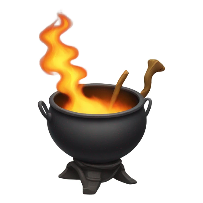Cauldron that has fire twirling out of it sticker