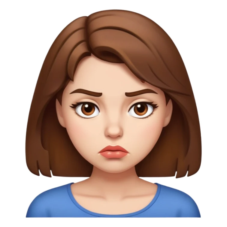 Woman with brown hair pouting cute sticker