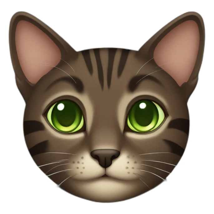 Dark Brown cat with darker stripes and Green eyes sticker