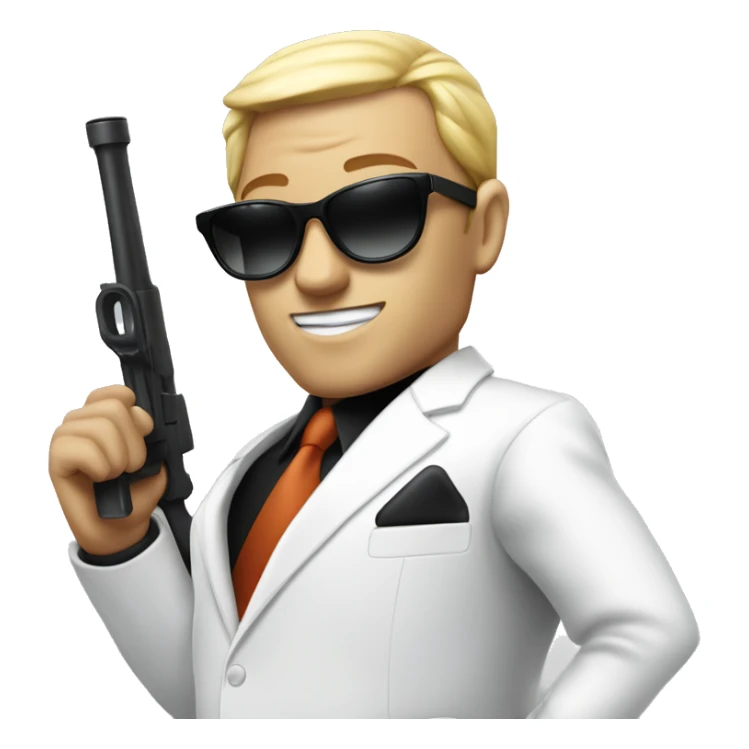white suit mafia with bazooka and sunglasses sticker