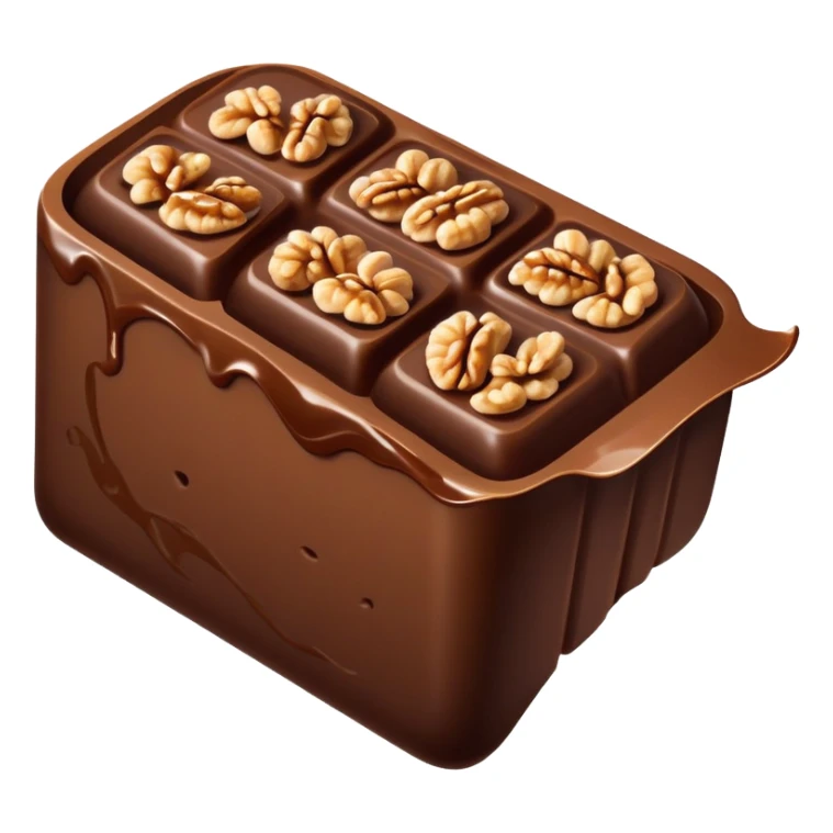 Oblong Tree-log-shaped-chocolate with marsipan swirled inside and with walnuts on top  without leaves sticker