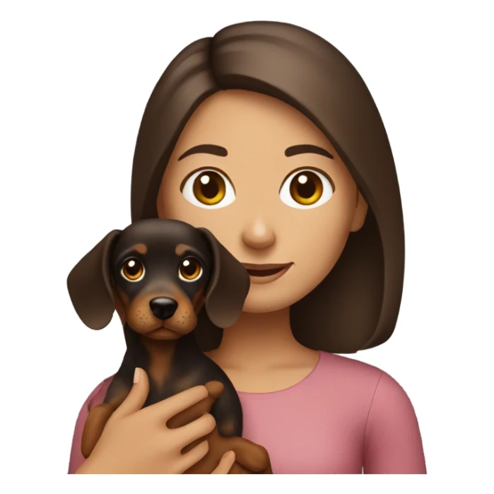 Brunette girl with dachshund dog sticker