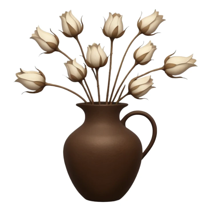 White Dried flowers and pods in a brown vase sticker