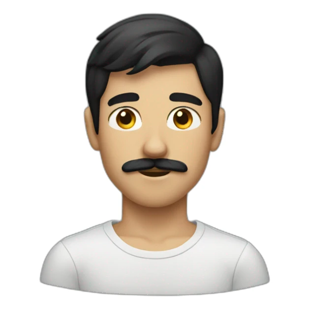 Teenboy with medium Short black hair and mustache sticker