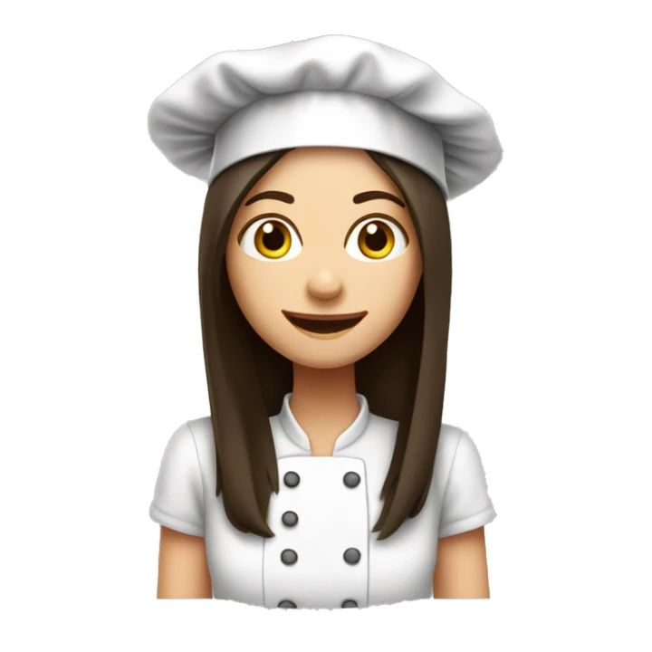 Brunette long straight hair girl in a cook hat makes dinner  sticker