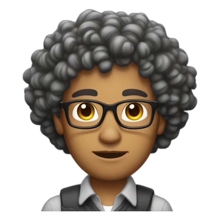 mixed race half black computer nerd muscles no glasses curly hair stern look sticker