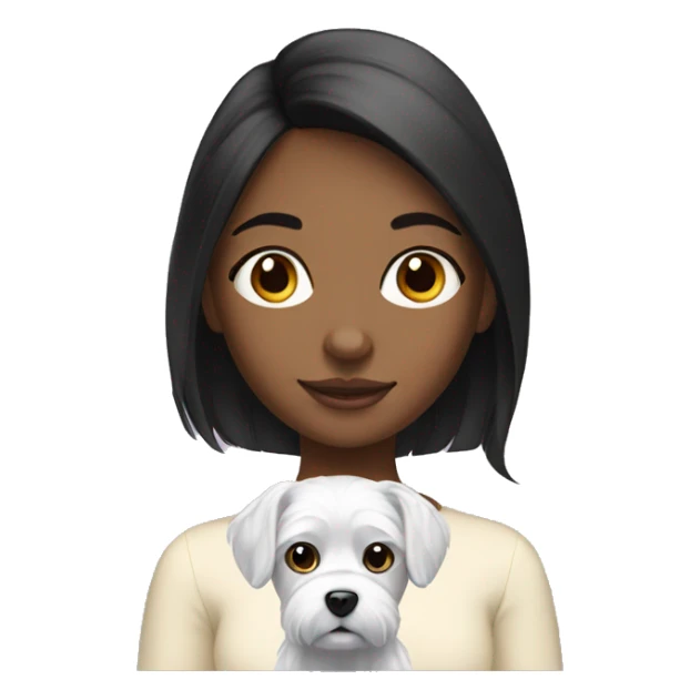 black hair Girl with maltese dog sticker