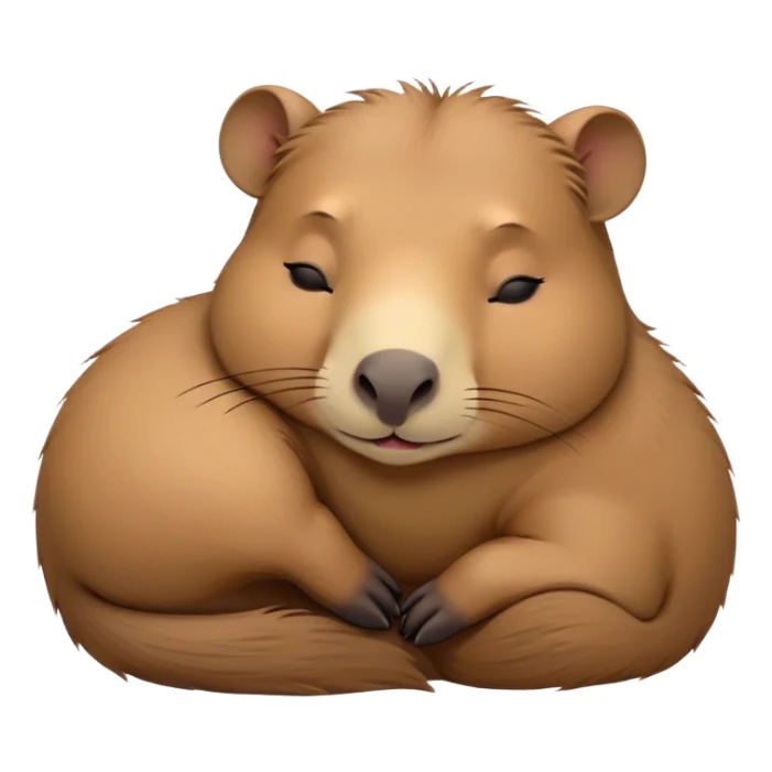 Meme-Worthy cute Sleeping Capybara Portrait Emoji, Head resting peacefully with a contented smile, showcasing luxuriously soft, fluffy fur and eyes gently closed in serene slumber, Simplified yet hilariously adorable features, highly detailed, glowing with a soft, drowsy natural light, high shine, relaxed and utterly lovable, stylized with an air of playful laziness, bright and heartwarming, soft glowing outline, capturing the essence of a sleeping capybara that feels destined to become the next viral sensation of adorable rest! sticker