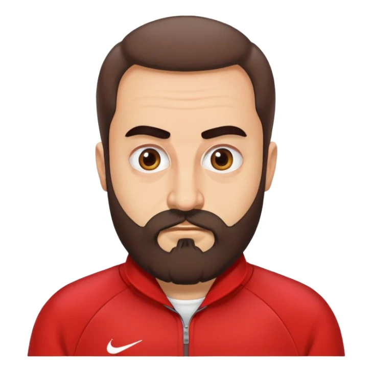 Recep İvedik, Turkish comedy character, bushy eyebrows, thick beard, red tracksuit, humorous expression sticker