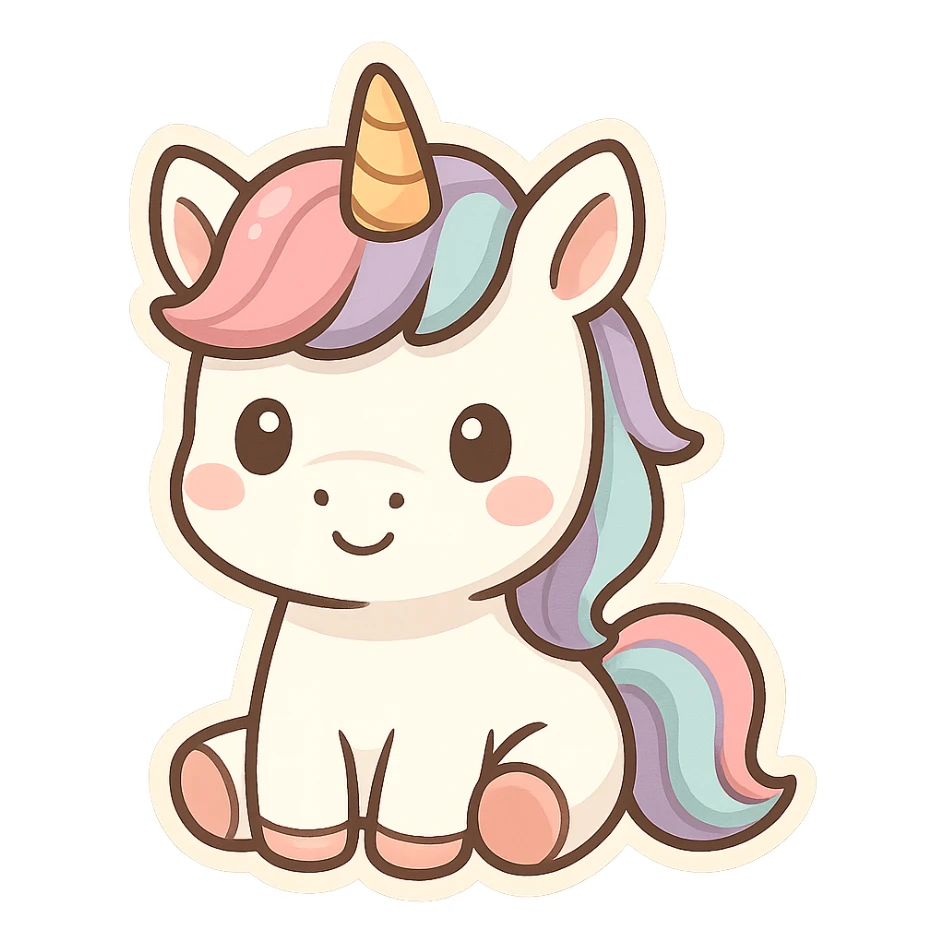 unicorn, chibi stickers style sticker