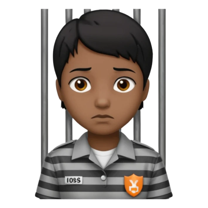 persona trileña de pelo corto negro tras las rejas de una carcel sticker