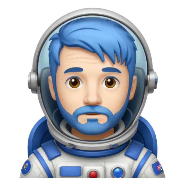 Astronauts, Middle-age, male, white skin, blue hair and blue beard sticker
