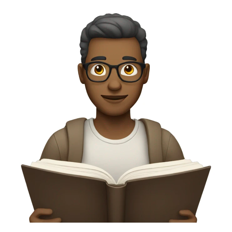 create a white skin color man reading a book sticker