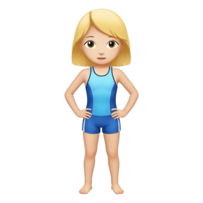 Child swimmer girl standing  only shorts sticker