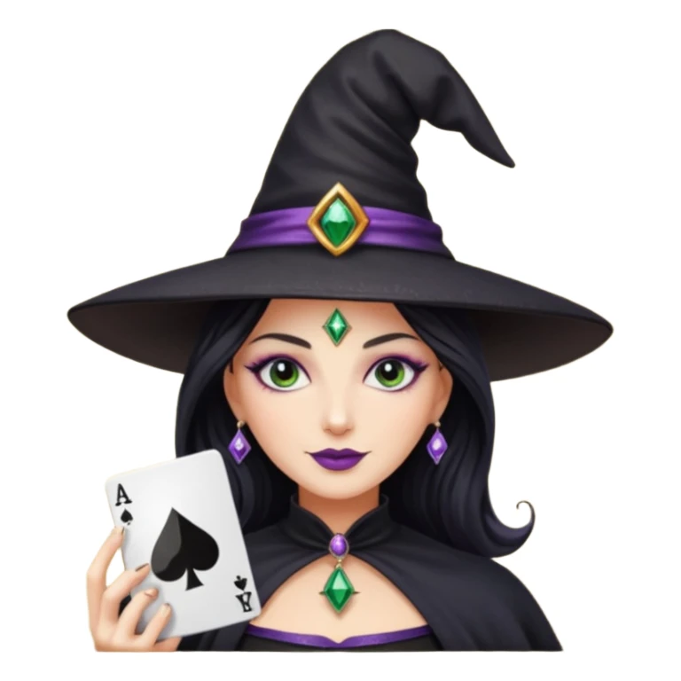 Glitter Black Hat of Witch Copas Symbol of Card sticker