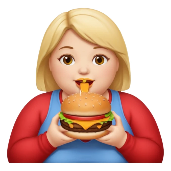 Fat girl eating a burger sticker