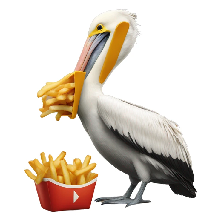 Pelican catching French fry sticker