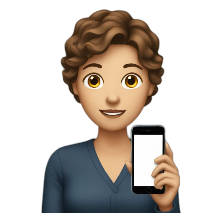 Brown haired Woman with phone sticker