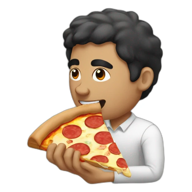Man with black hair eating pizza sticker