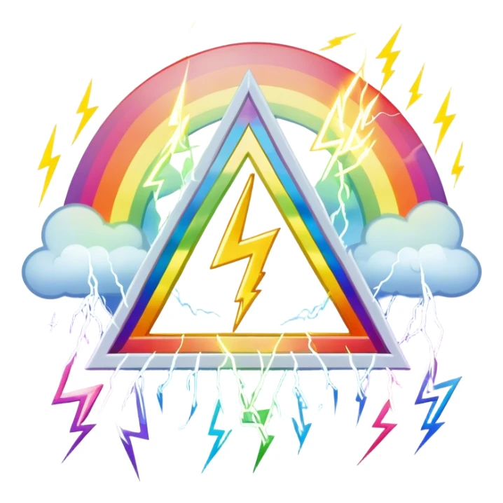 o tetragrama yhwh envolto sobre um arco íris e relampagos sticker