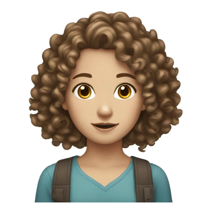 Curly brown hair  white girl  sticker