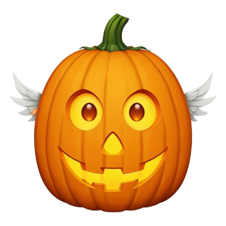 jack-o'-lantern with white wings and mystery symbols in the eyes. sticker