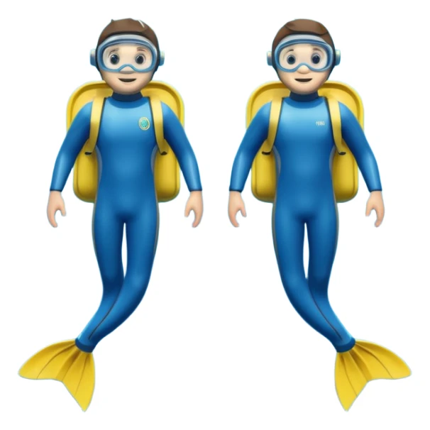 A 3D cartoon pair of diving flippers on a white background, shiny rubber texture, Memoji-style rendering. sticker