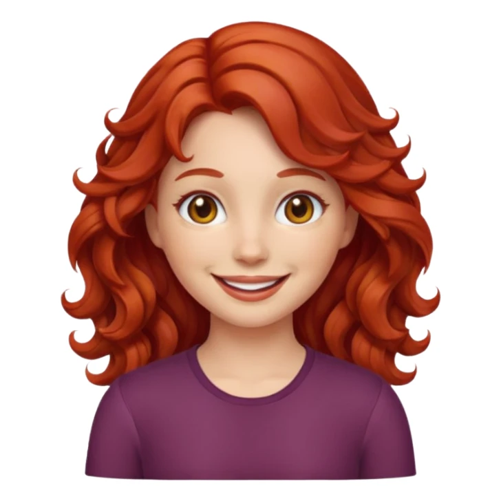 Emoji girl ios18 with red wavy hair sticker