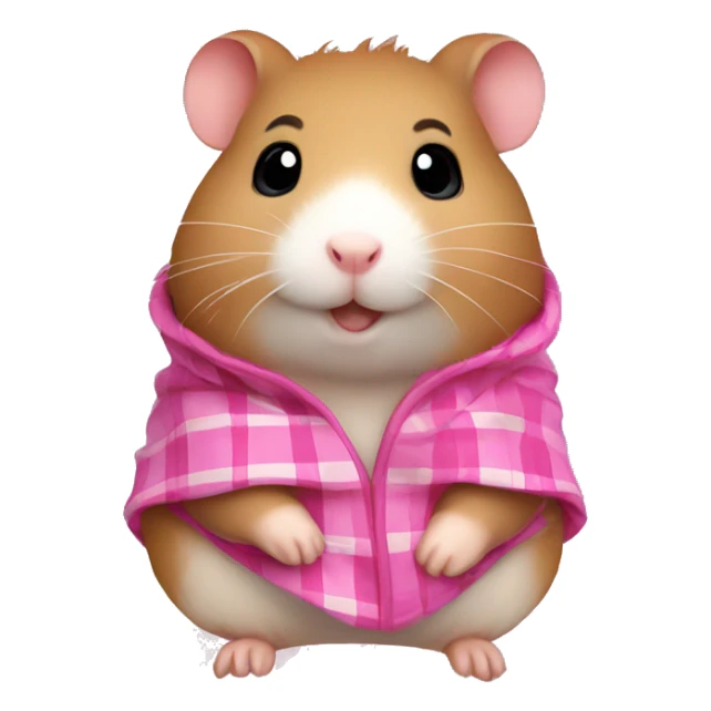 cute brown hamster covered with a pink plaid sticker