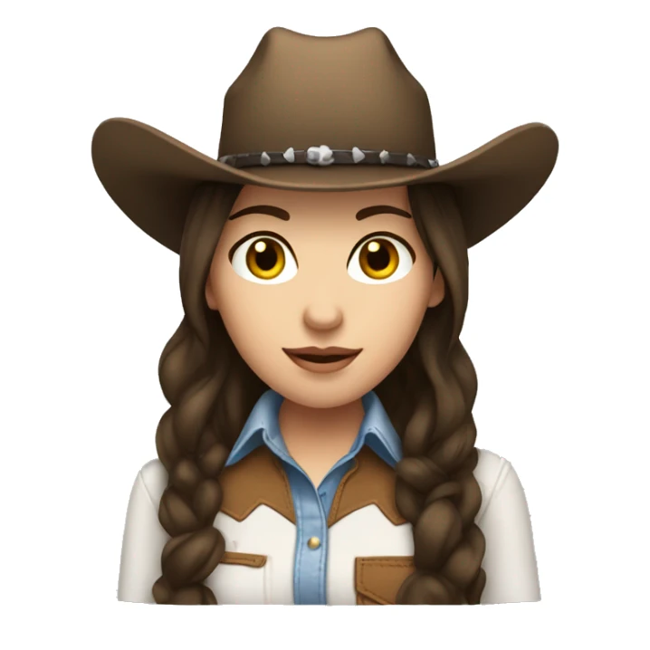 brunette girl, white skin cowgirl sticker