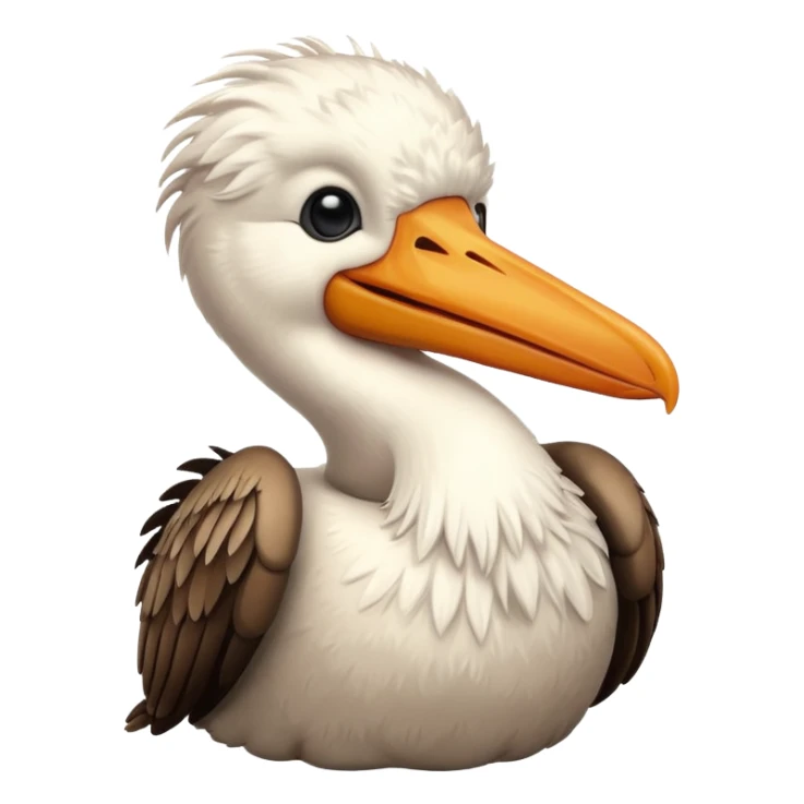 Create a really cute,  simple, cartoon pelican emoji that i can copy and paste into text sticker
