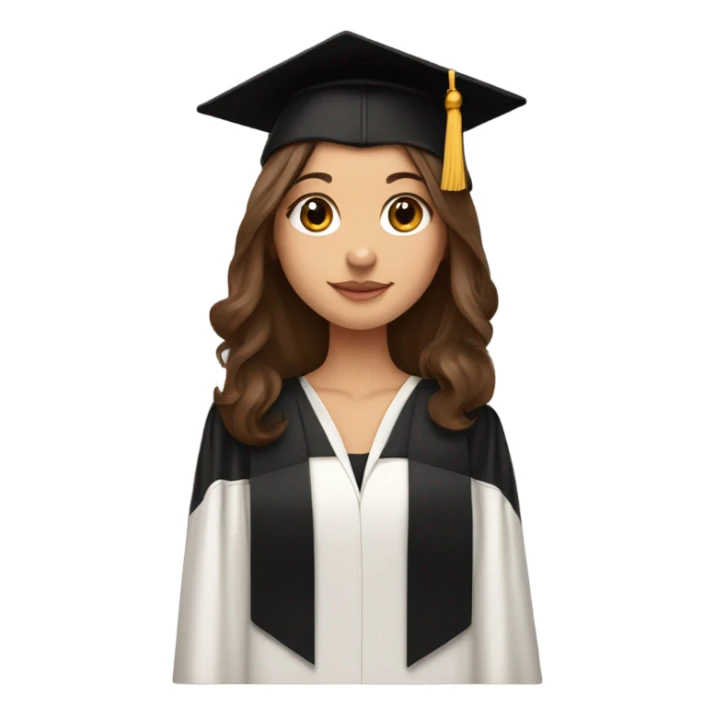 Brown haired white girl in graduation cap holding black long haired dachshund  sticker