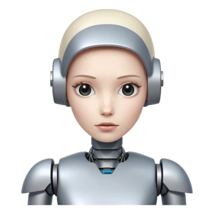 Female robot with stiff emotion and show broken robot body sticker
