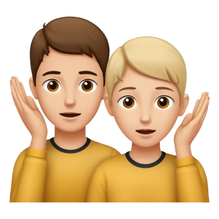 two people cupping their ears to hear a sound sticker