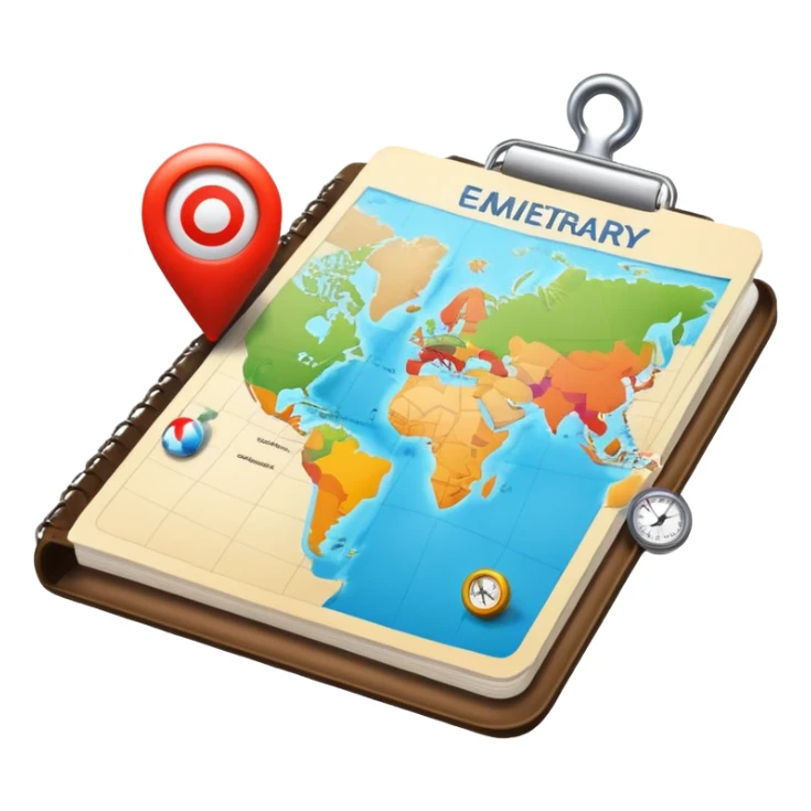 travel itinerary with map and checklist, no text sticker