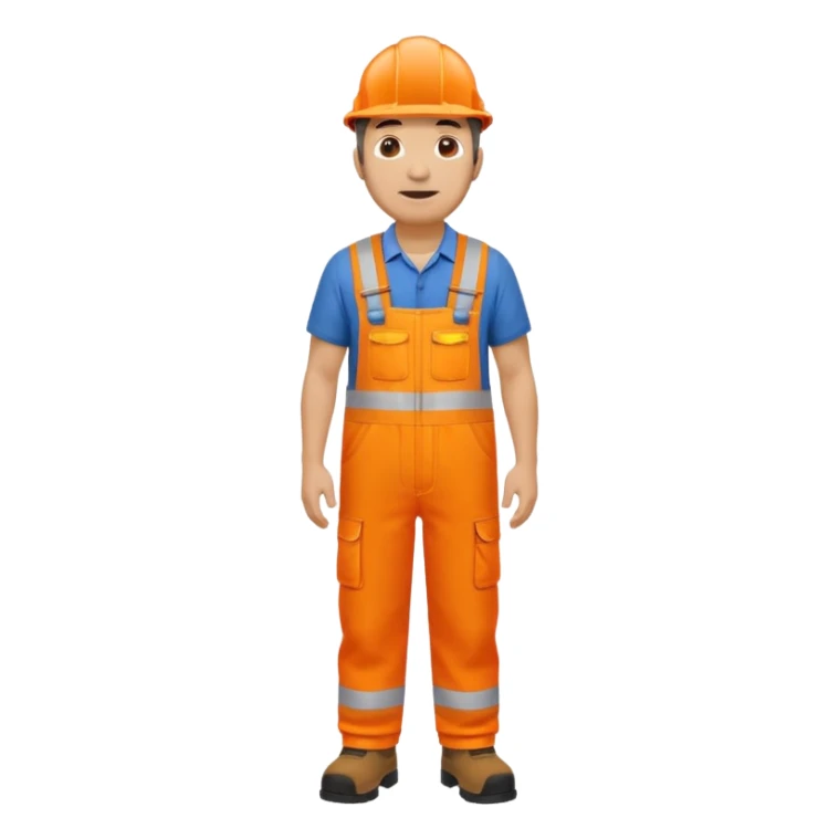 mature engineer hi-vis orange overalls standing full body sticker