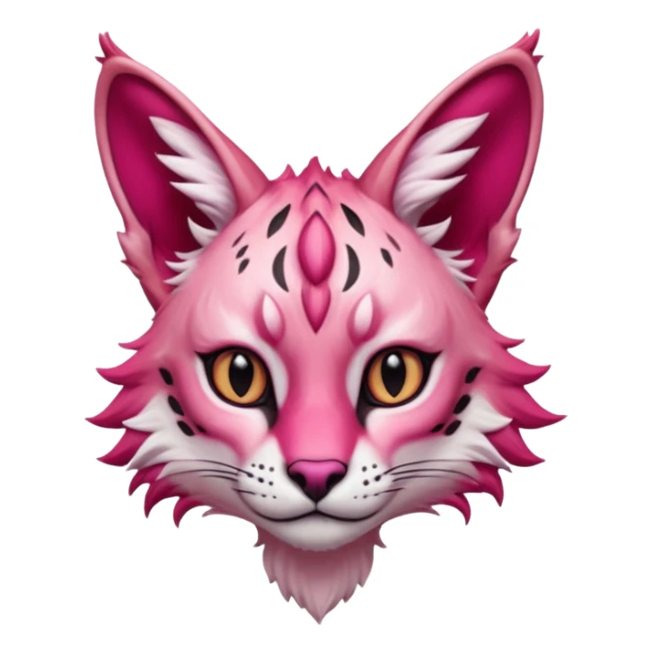 Epic complex detailed sanguine-red magenta pink white pastel realistic aesthetic-scenic-Fakémon-Trico-Sergal-Serval-Vernid-creature sticker