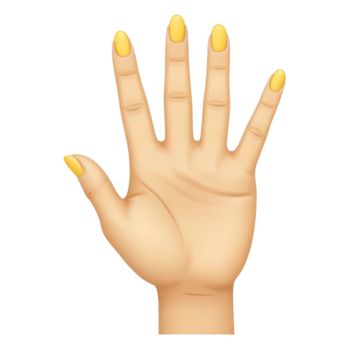 A yellow hand with index and middle finger up pointing on its side sticker