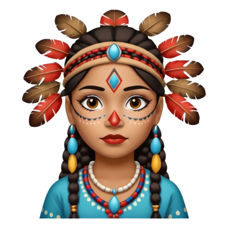 Chica indígena con maquillaje tradicional de indígenas con puntos y rayas sticker