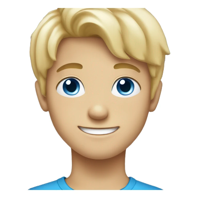 Blonde haired boy with blue eyes smiling with hair down to his shoulders sticker