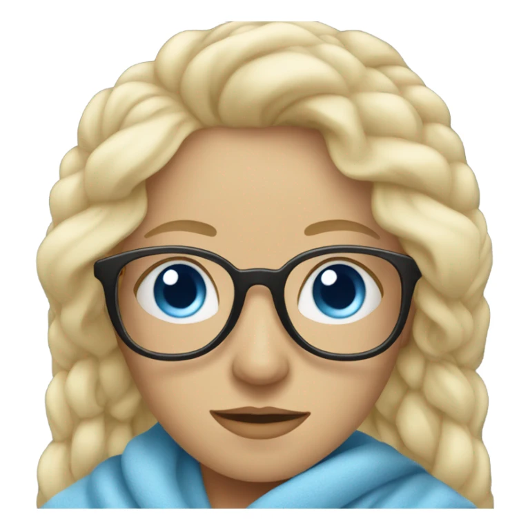Blonde under the blanket in glasses with blue eyes sticker