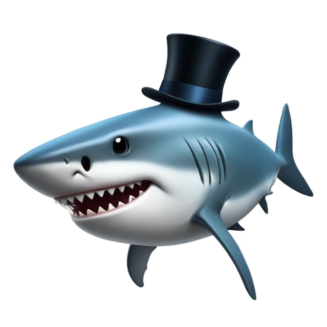 Shark with a top hat sticker
