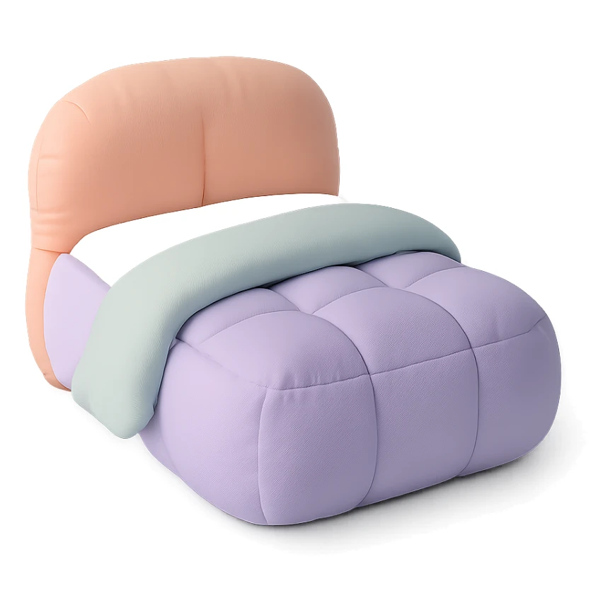 soft cushion style illustration of a bed, pastel colors sticker